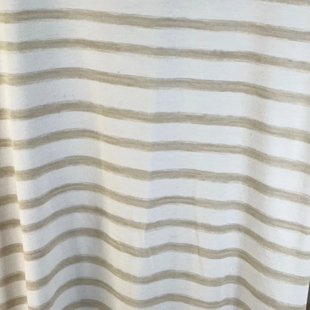 CHICO’S Tunic with Peekaboo Sleeves White & Tan Stripe Sz 3 (16/18)